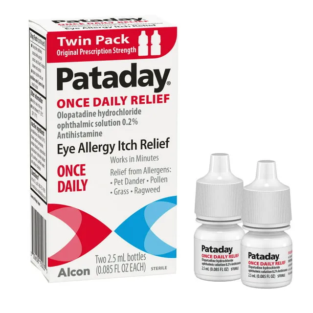 Pataday Once Daily Relief Allergy Eye Drops by Alcon, for Eye Allergy Itch Relief, 2.5 ml (2 Count)