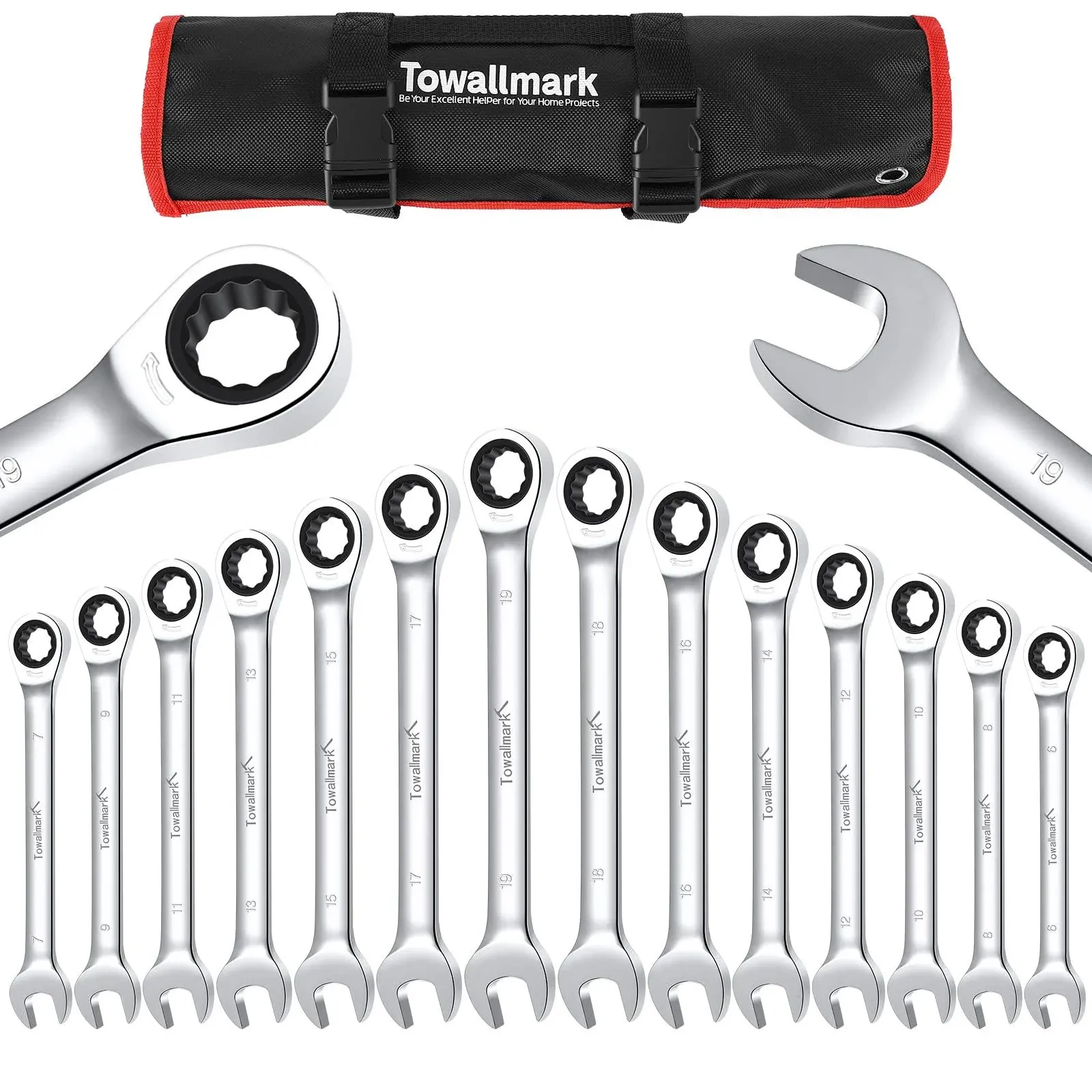 14piece Ratchet Wrench Set Metric 6-19mm Ratcheting Wrench Set Fixed Head Ratche