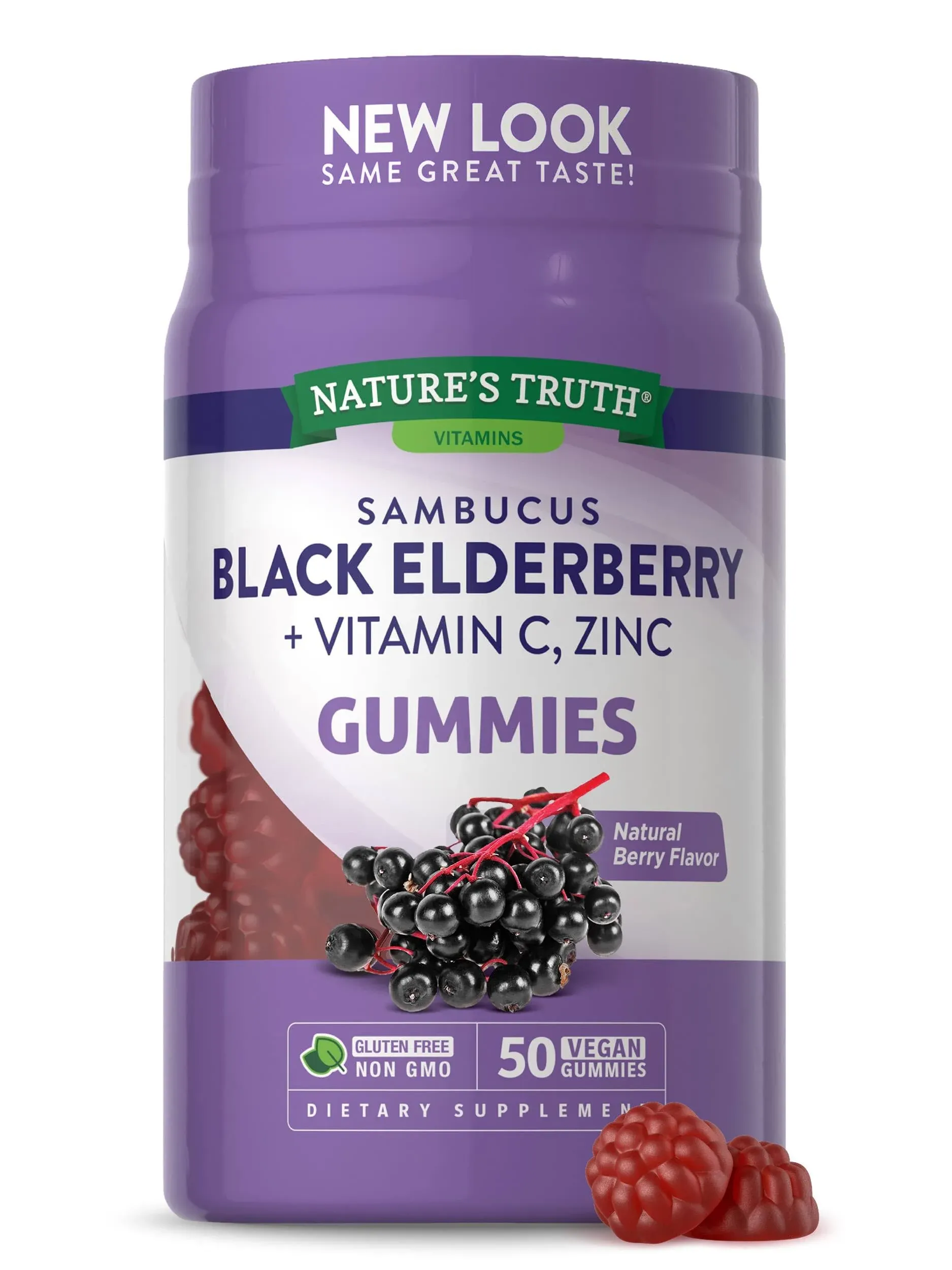 Nature's Truth Sambucus Black Elderberry, Vitamin C, and Zinc Gummies, 50 Count