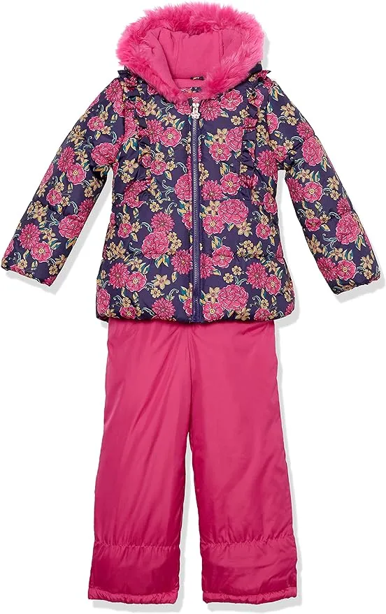 London Fog Girls' Snowsuit with Snowbib and Puffer Jacket