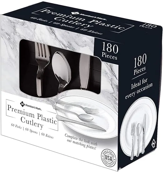 New !  2 x 180 ct  Member&#039;s Mark Premium Silver-Look Cutlery Combo 