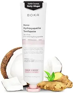 Boka Fluoride Free Toothpaste - Nano Hydroxyapatite, Remineralizing, Sensitive Teeth, Whitening - Dentist Recommended for Adult, Kids Oral Care - Coco Ginger Flavor, 4 Fl Oz 1 Pk - US Manufactured