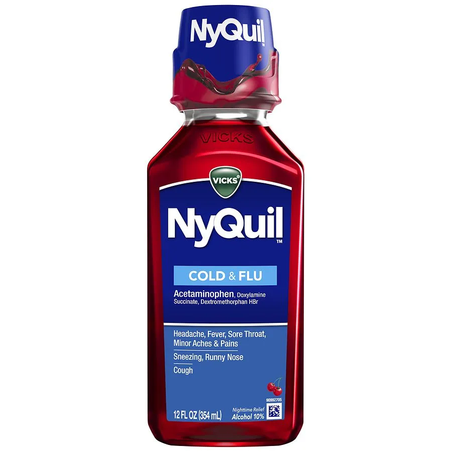 Vicks NyQuil Cold & Flu Nighttime Relief Liquid - 12 fl oz bottle