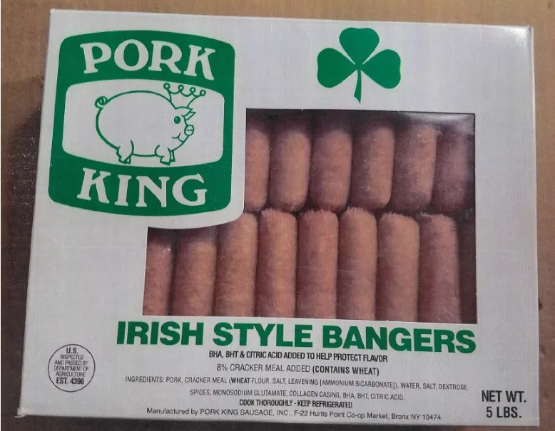 Pork King Irish Style Bangers 5 Lb