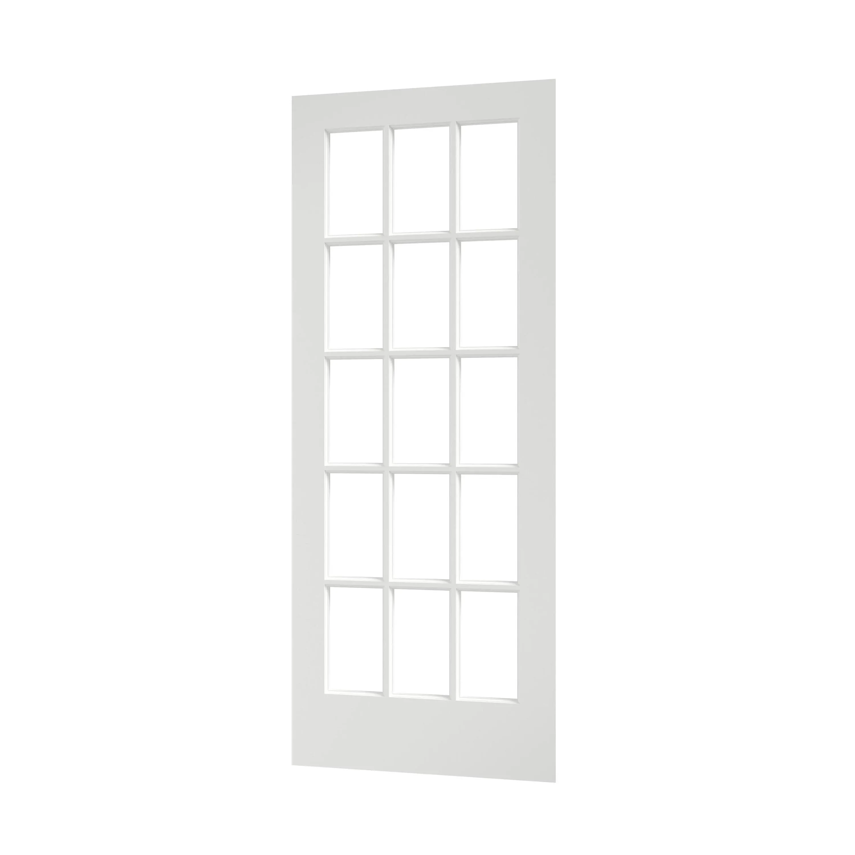 EightDoors 80" x 30" 15-Lite French Clear Glass White Prefinished Solid Wood Core ...