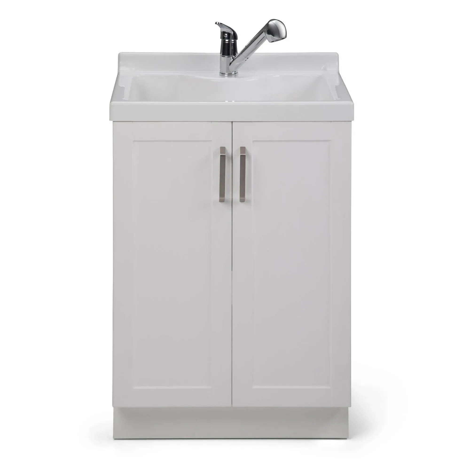 Simpli Home Kyle Transitional 24 inch Laundry Cabinet with Faucet and Stainless Steel Sink