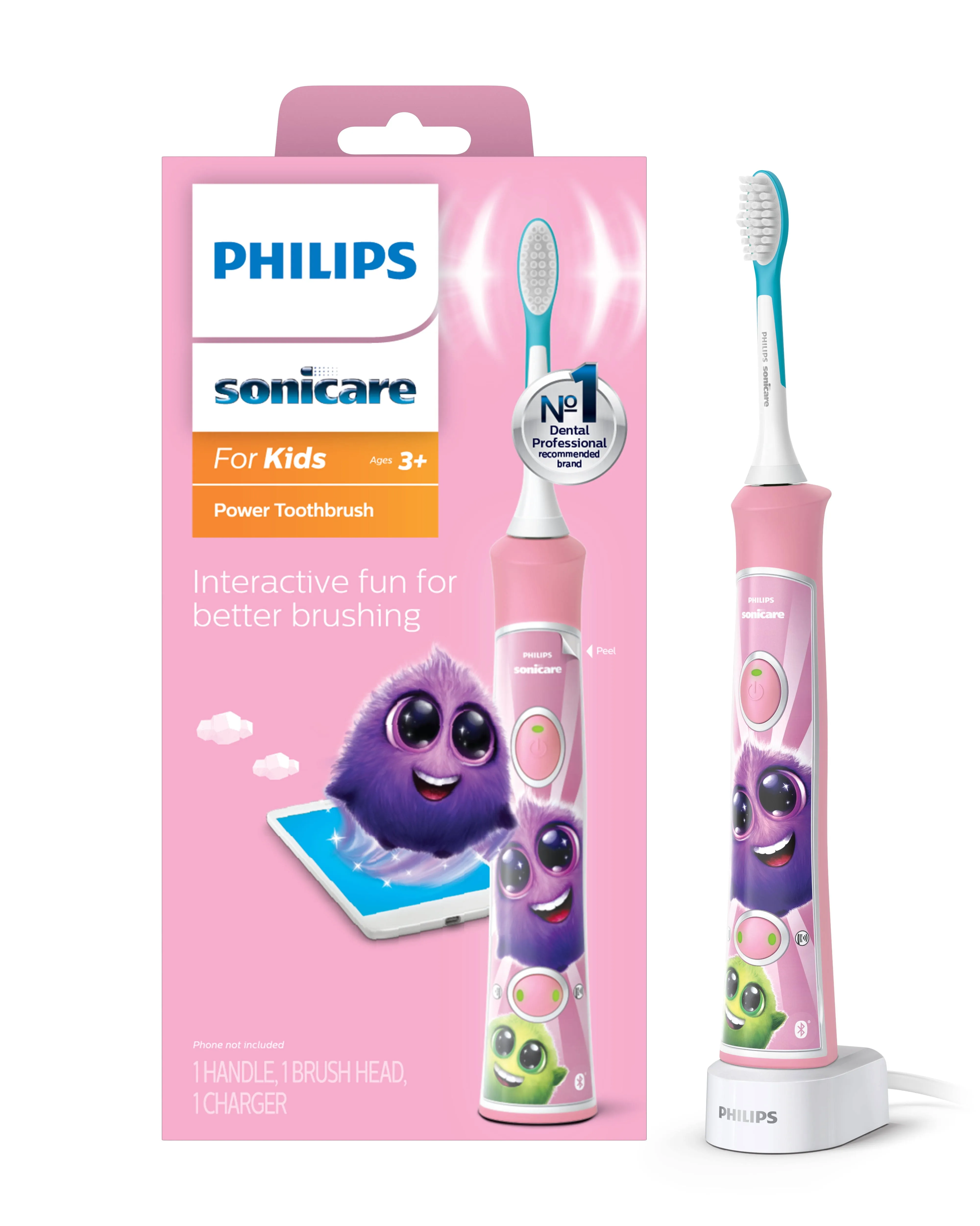 Philips Sonicare HX6351/41 for Kids Pink Electric Rechargeable Toothbrush