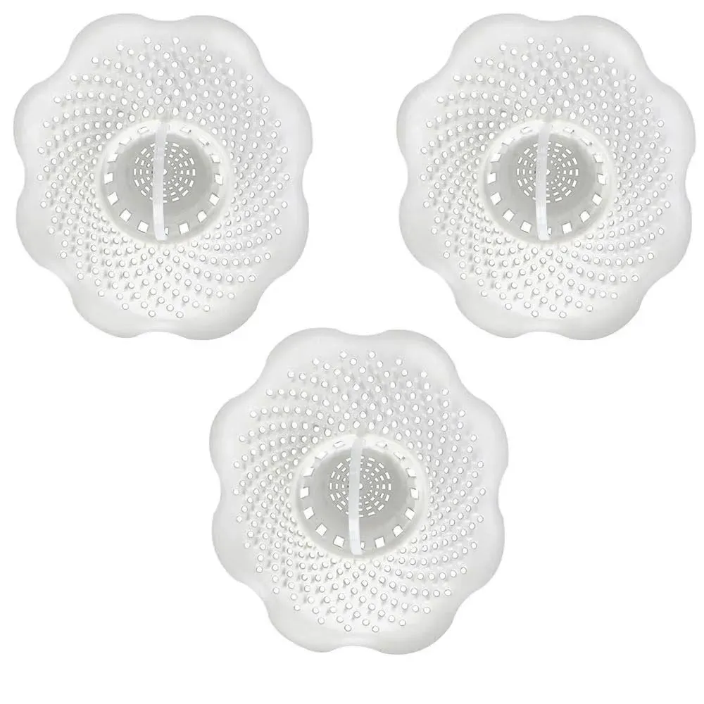 DANCO Tub Drain Protector Hair Catcher | Strainer | Bathtub 3-Pack, White 