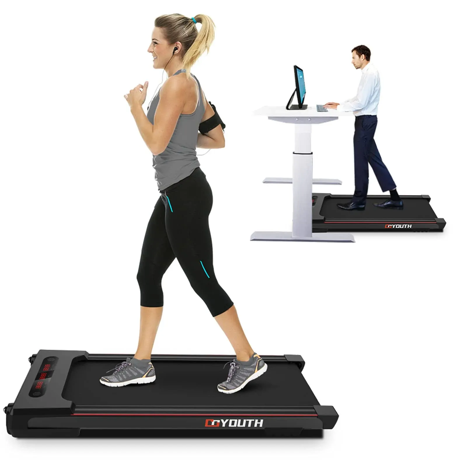 Goyouth 2 in 1 Under Desk Electric Treadmill Motorized Exercise Machine with ...