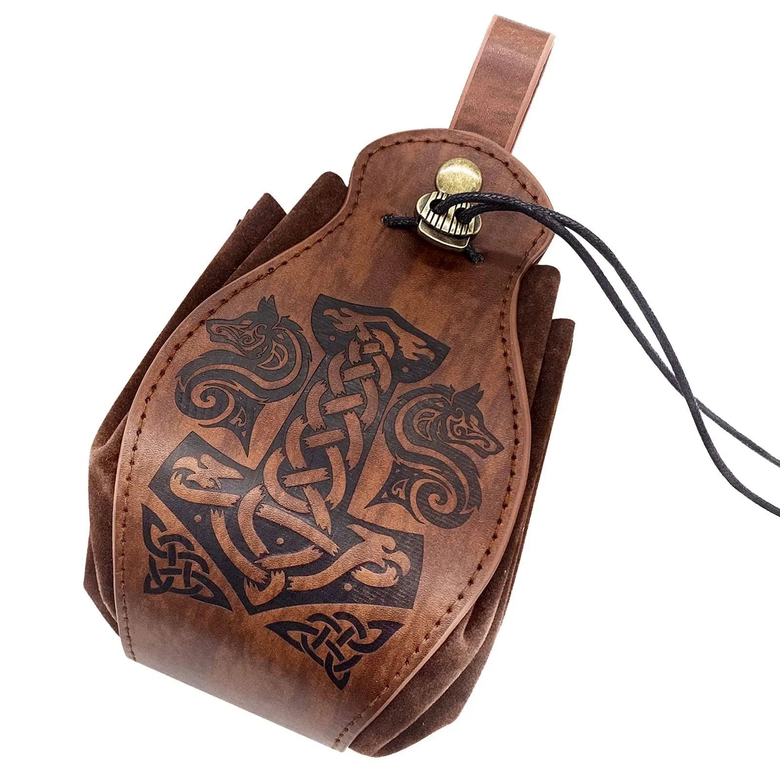 Renaissance Belt Pouch Leather Waist Pouch Medieval Pouch Drawstring Coin Pur...