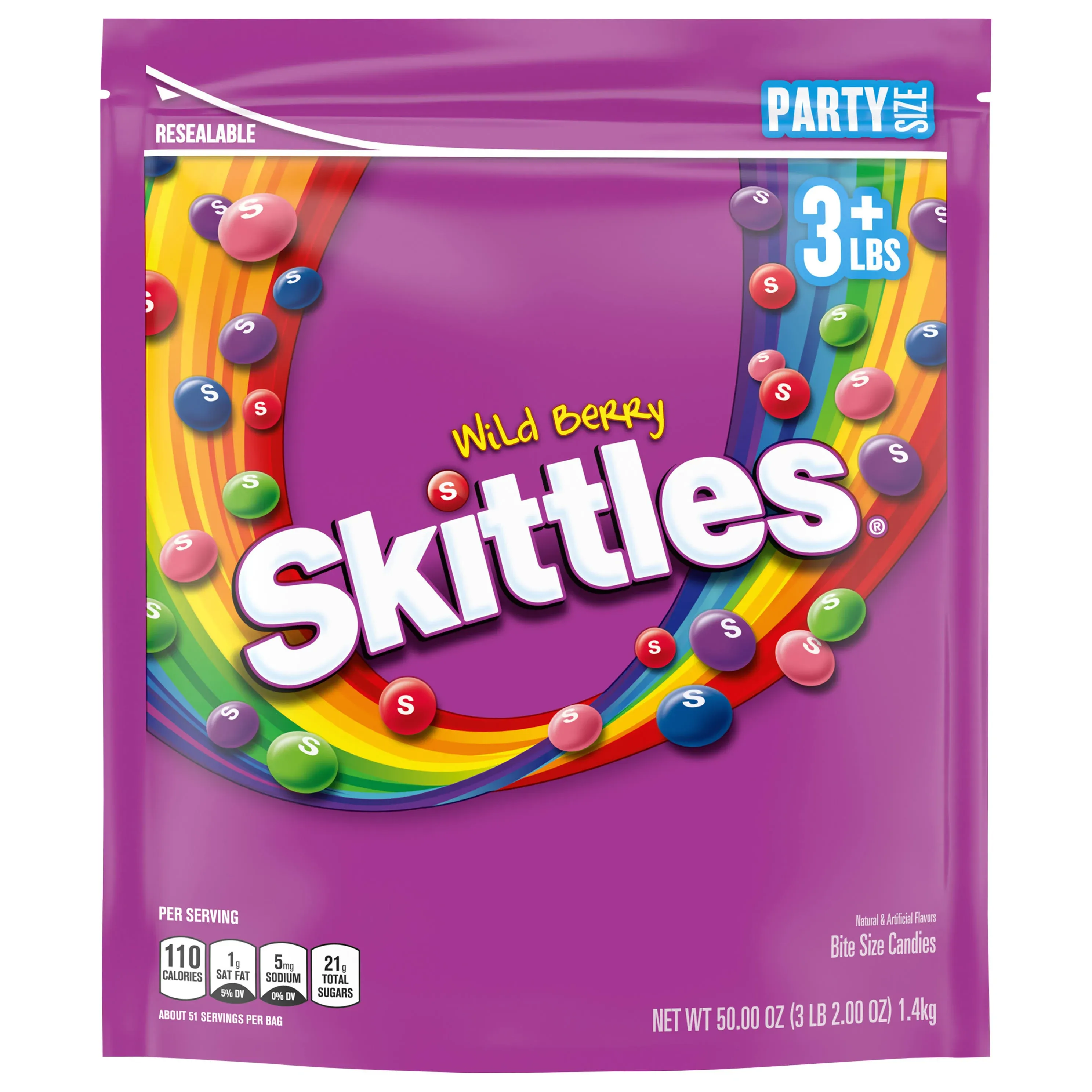 SKITTLES Wild Berry Fruity Candy 50-Ounce Party Size Pouch