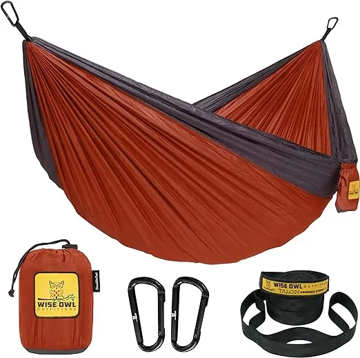 Wise Owl Outfitters Hammock for Camping Hammocks Gear for The Outdoors Backpacking Survival or Travel - Portable Lightweight Parachute Nylon - Up to 500lbs