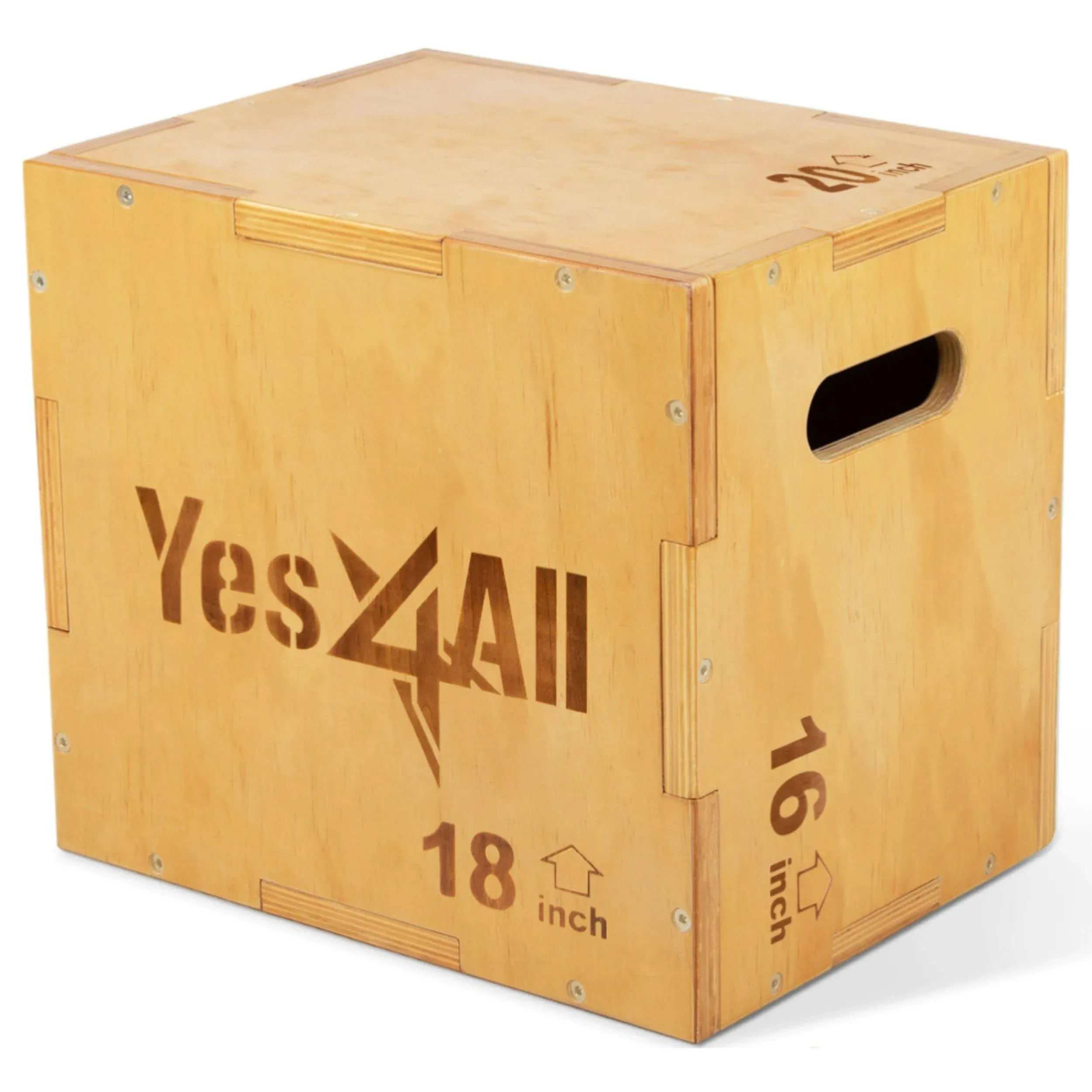 Yes4All 3 in 1 Wooden Plyometric Box Plyo Box - Holds Up to 450lbs - Versatil...