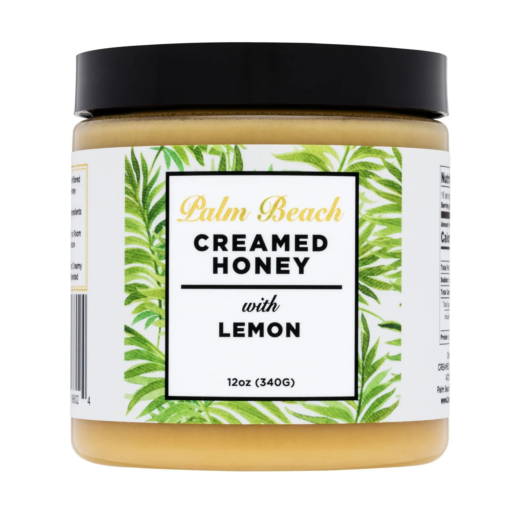 Palm Beach Creamed Honey with Lemon, Whipped Natural Wildflower Honey, Small-Batch Raw and Unfiltered Pure Honey, Kosher Certified, 12 Ounces