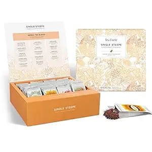 Tea Forte Single Steeps Loose Leaf Herbal Tea Sampler, Assorted Variety Tea Chest Box, Single Serve Pouches, 28 Count (Pack of 1)