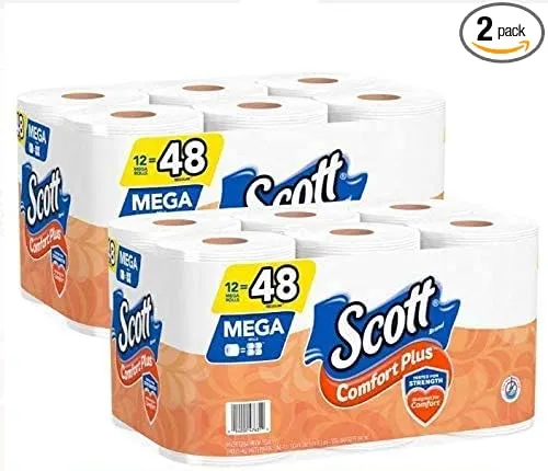 Scott Comfort Plus Bathroom Tissue, Unscented, Double Roll, One-Ply - 12 rolls