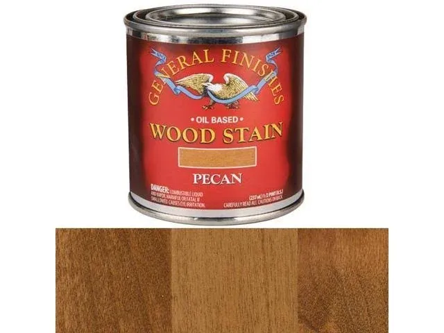 General Finishes Oil Based Penetrating Wood Stain, 1/2 Pint, Pecan