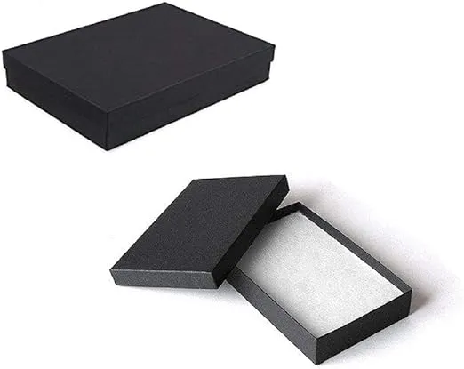 10 Pack Cotton Filled Matte Black Color Jewelry Gift and Retail Boxes 5.25 X 3.75 X 1 Inch Size by R J Displays