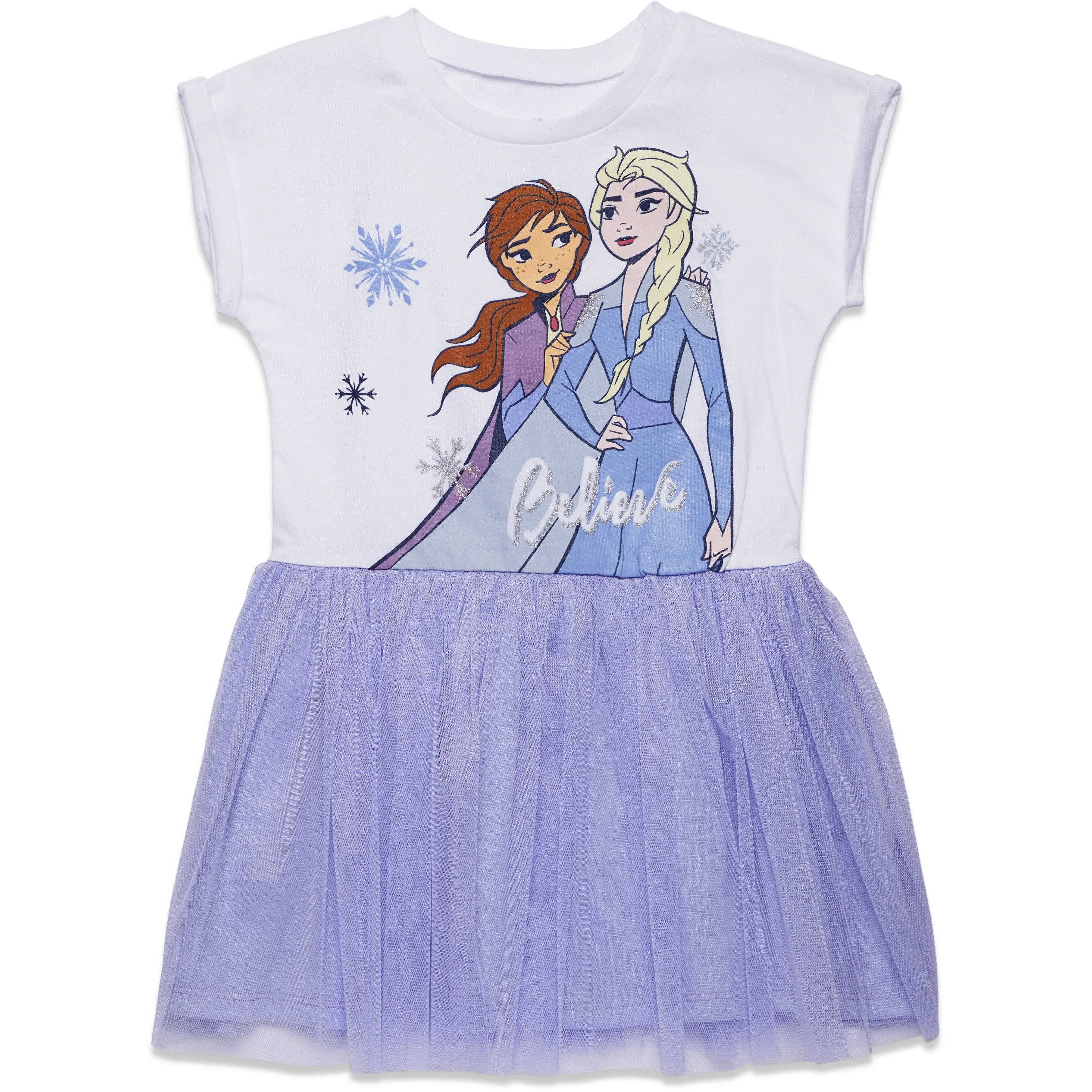 Disney Frozen Elsa Princess Anna Toddler Girls Tulle Dress White/Purple 4T