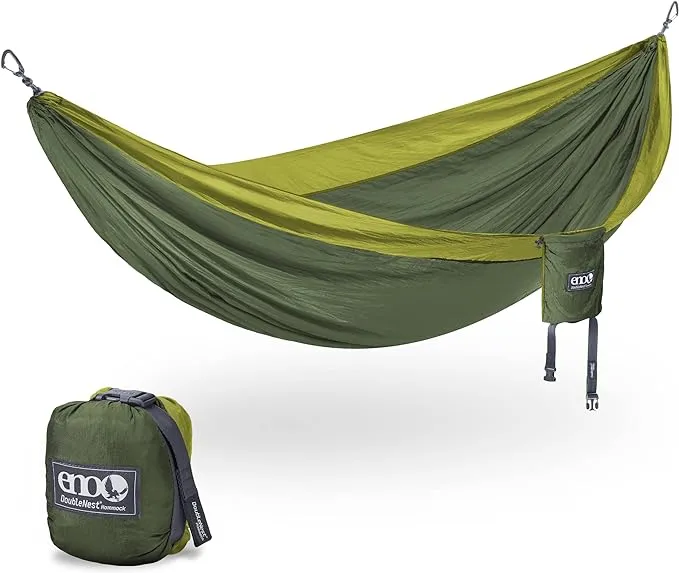 ENO DoubleNest Hammock - Lightweight, Portable, 1 to 2 Person Hammock - for Camping, Hiking, Backpacking, Travel, a Festival, or The Beach - Aqua/Sapphire/Amber