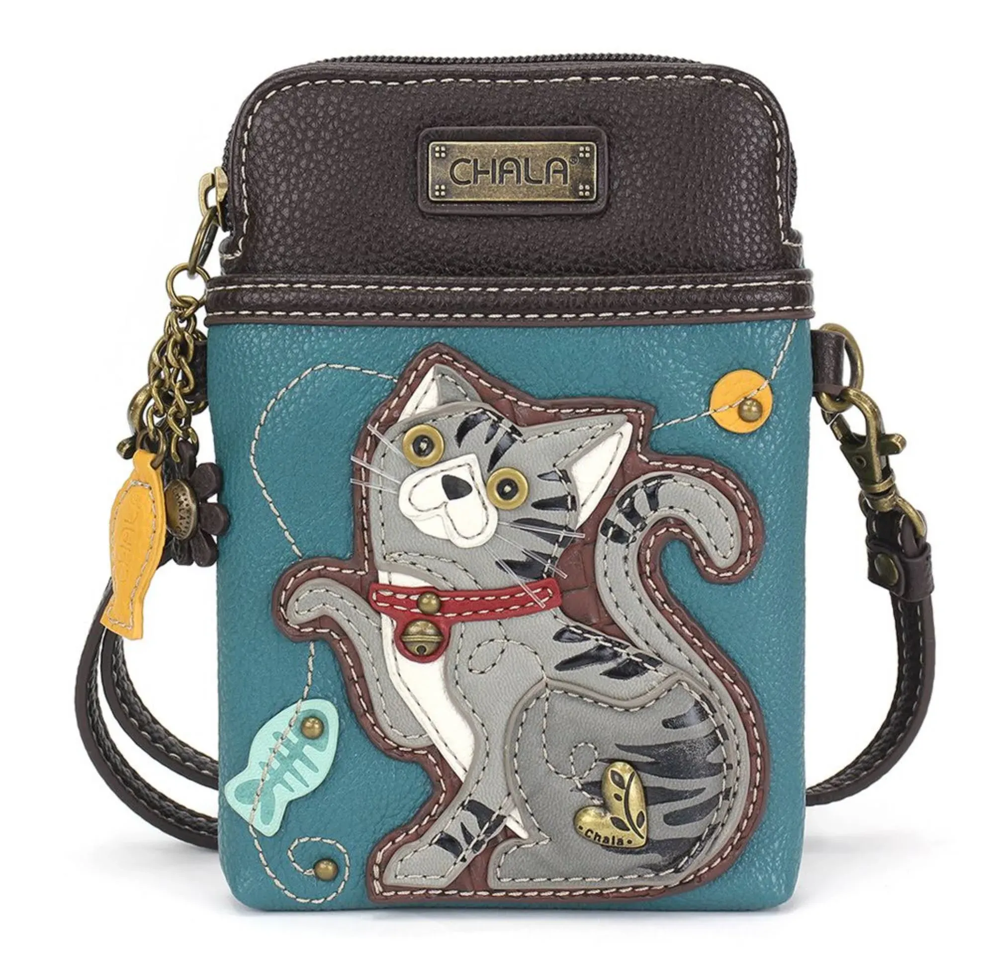 Chala Cell Phone Crossbody Gray Tabby Cat