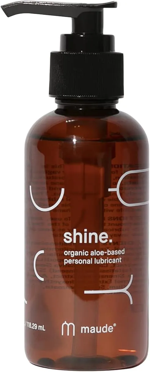 Maude Shine - Organic Personal Lubricant - Hydrating Aloe Vera + Water Based Lube - Fragrance + Paraben-Free, Moisturizing Aloe Vera Gel Lubricant for Toys, Couples or Solo Play (4 fl oz)