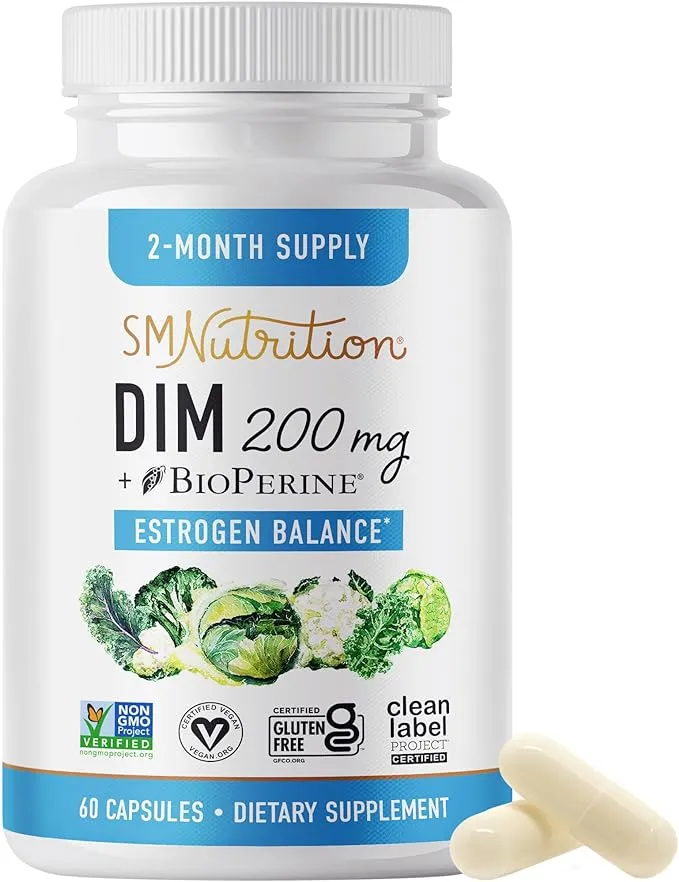 DIM Supplement 200 mg 120 Ct | Estrogen Balance for Women &amp; Men | Hormone Bal...