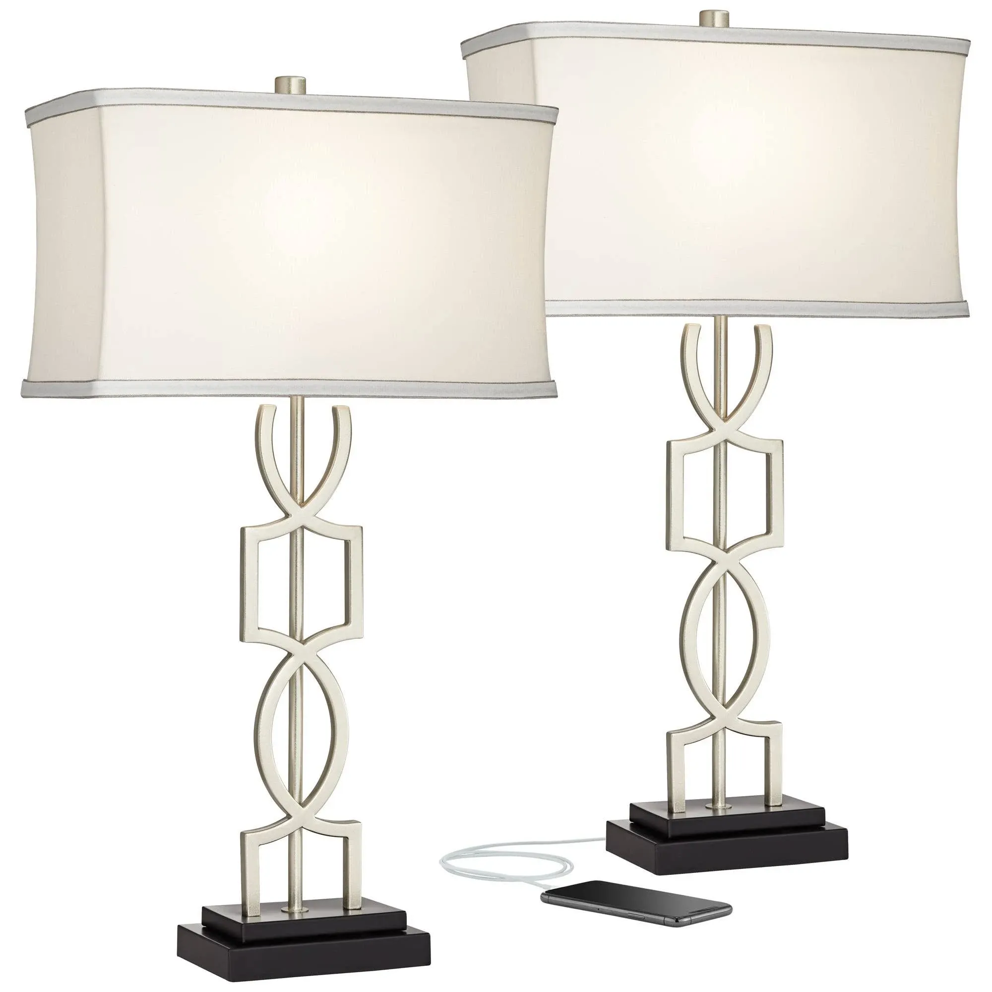 360 Lighting Evan 28 1/2&quot; High Metal USB Lamps Set of 2 with Dimmers | www.lampsplus.com