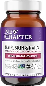 New Chapter Biotin Supplement, Vegan Hair Skin and Nails Vitamins with Fermented Biotin + Astaxanthin - 60 Count