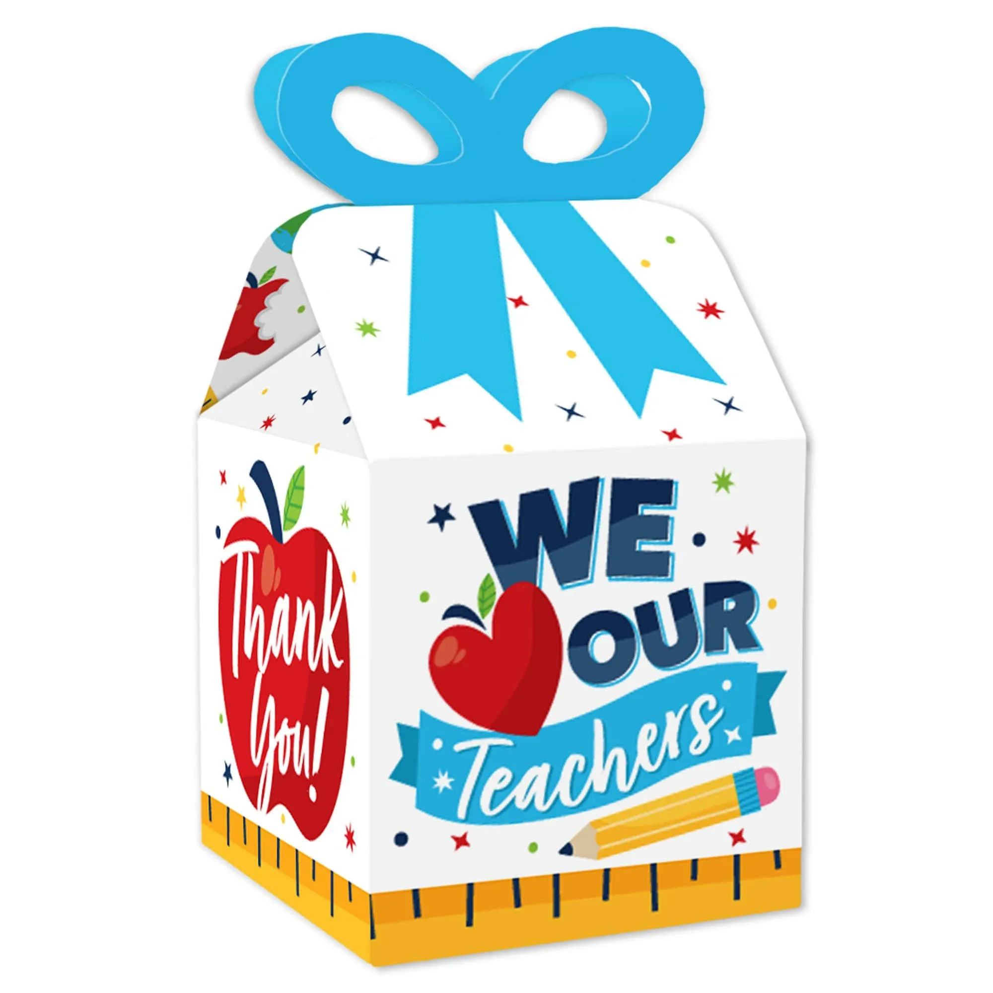 Big Dot of Happiness Thank You Teachers - Square Favor Gift Boxes - Teacher ...