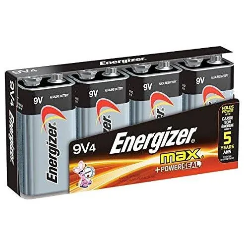 Energizer Max Alkaline, 9V Batteries, 4 Pack