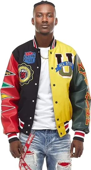 Smoke Rise All Star Varsity Jacket Yellow Black - M