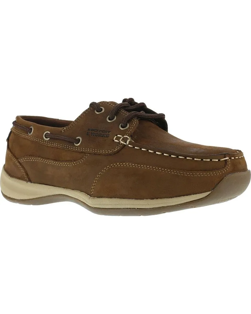 Rockport Works Men's Tie Boat Safety Shoes - Brown