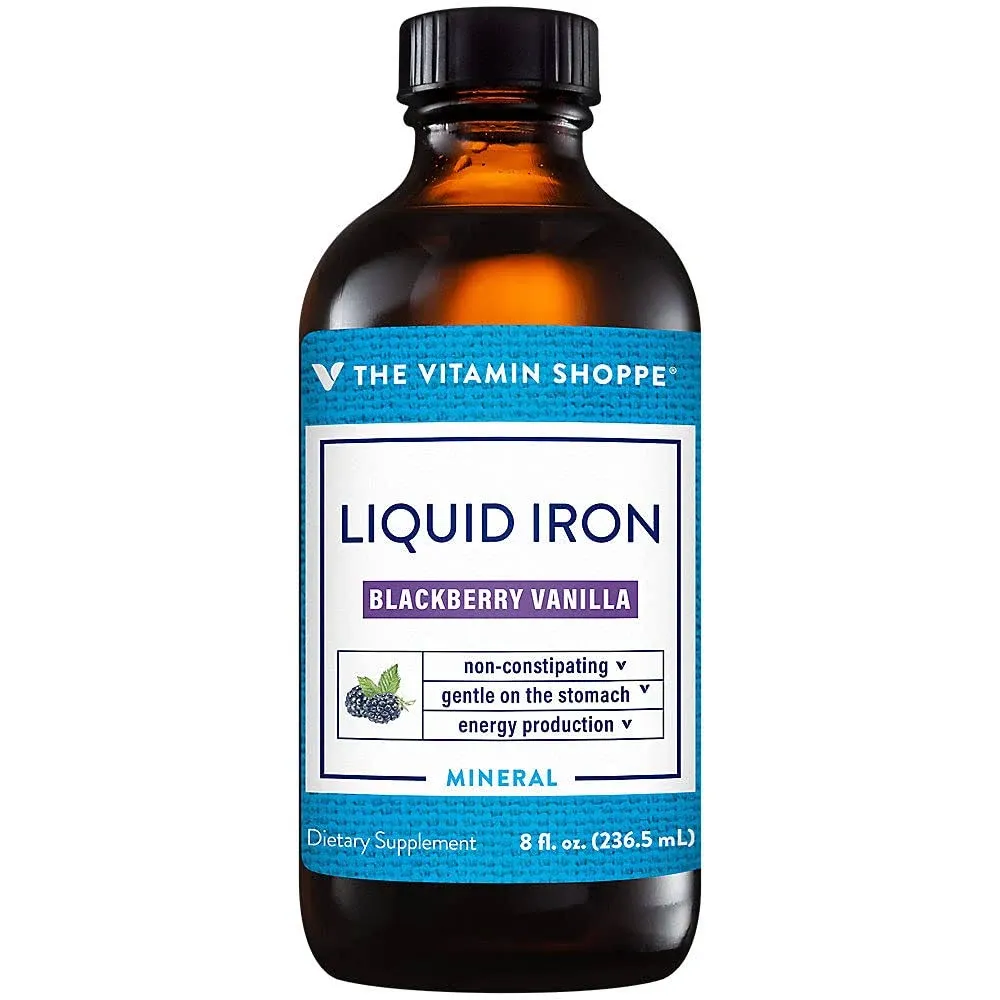 The Vitamin Shoppe - Liquid Iron Blackberry Vanilla Flavor - Easily Absorbed & Non-Constipating (8 Fluid ounces) - Iron