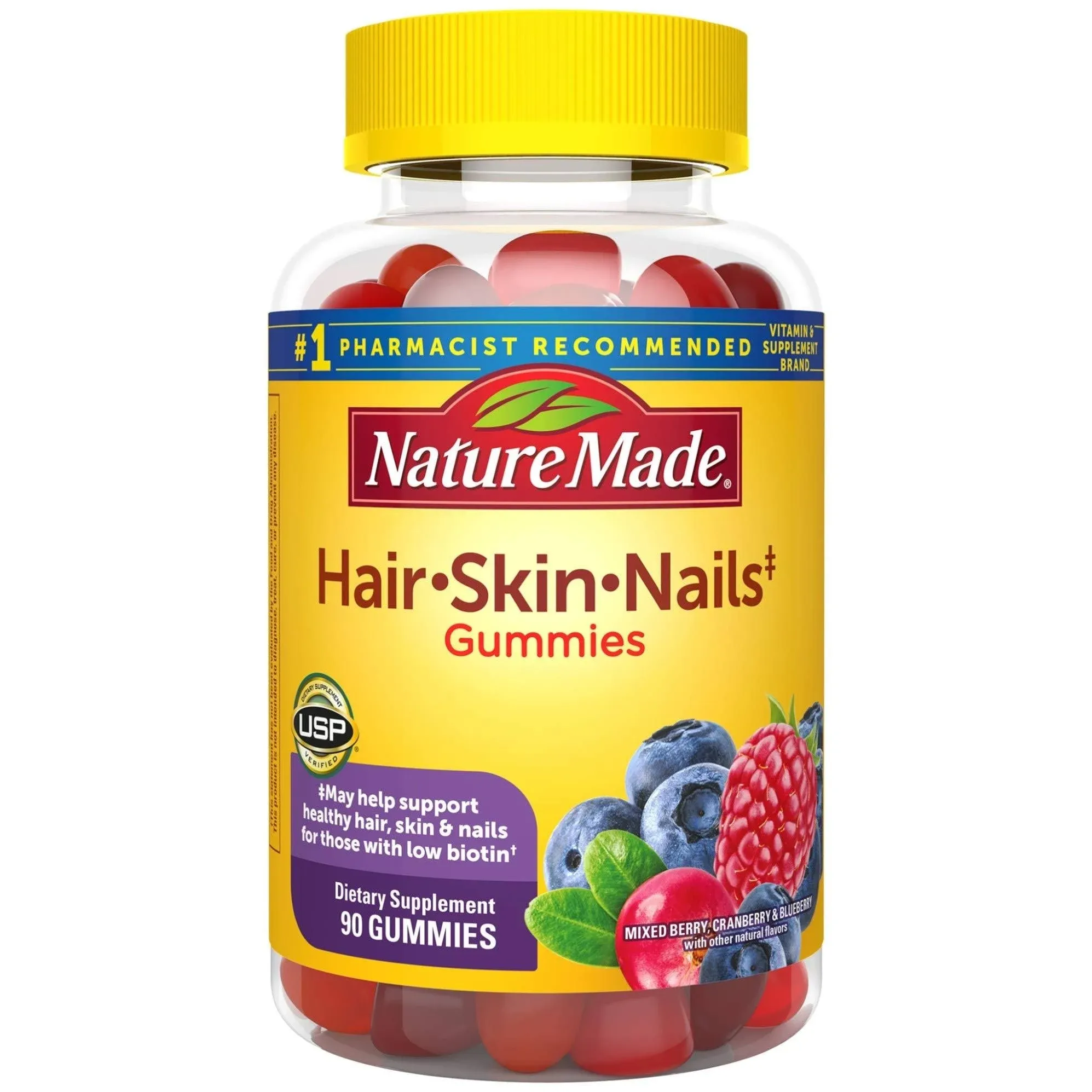 Nature Made Hair Skin and Nails with Biotin 2500 mcg Gummies, 90 Count