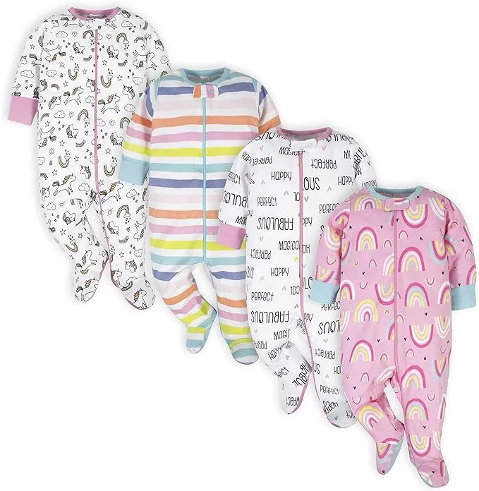 Onesies Brand baby-girls 4-pack Sleep 'N Play Footies Multi Pack