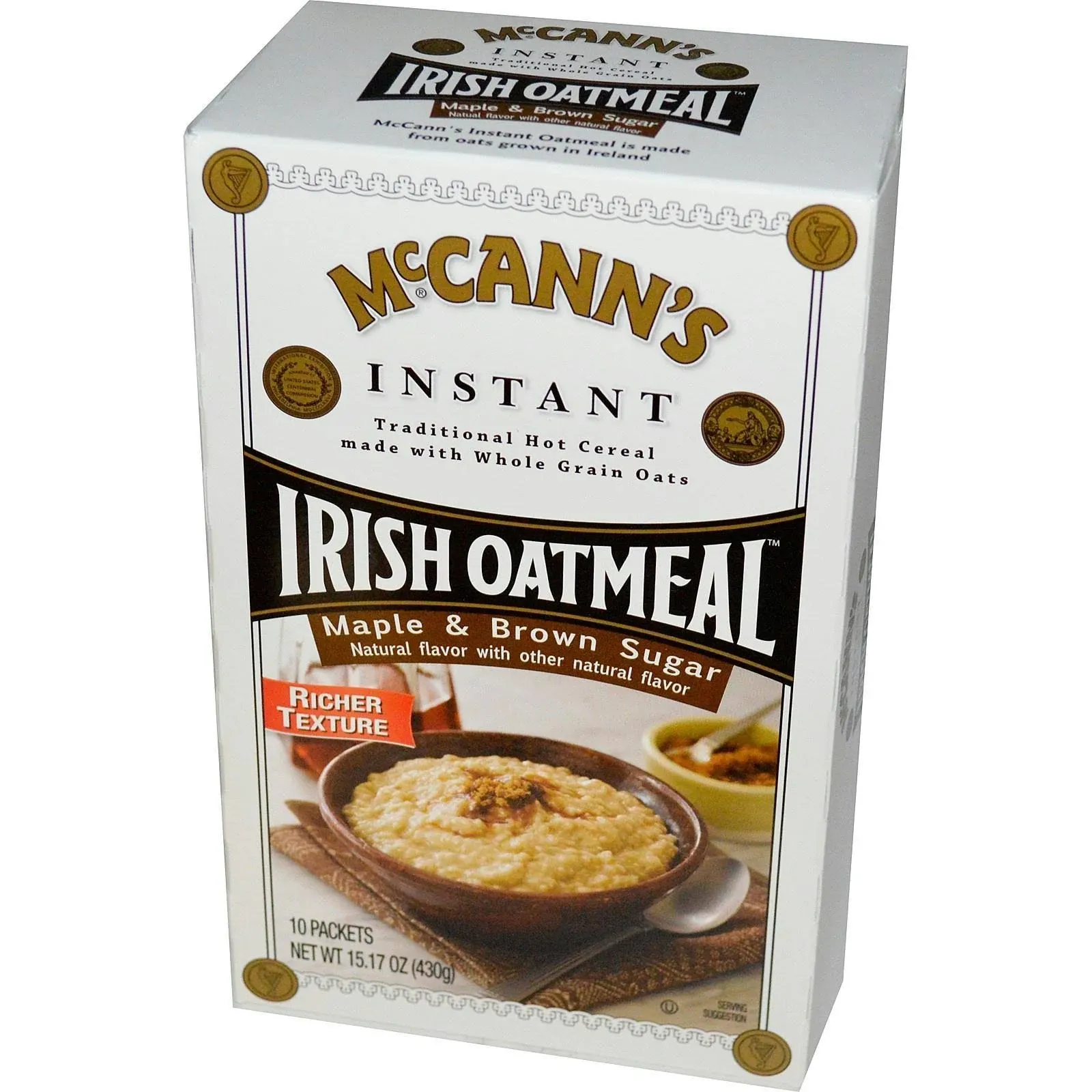 Mccanns Irish Oatmeal, Maple & Brown Sugar, Instant - 10 packets, 15.17 oz