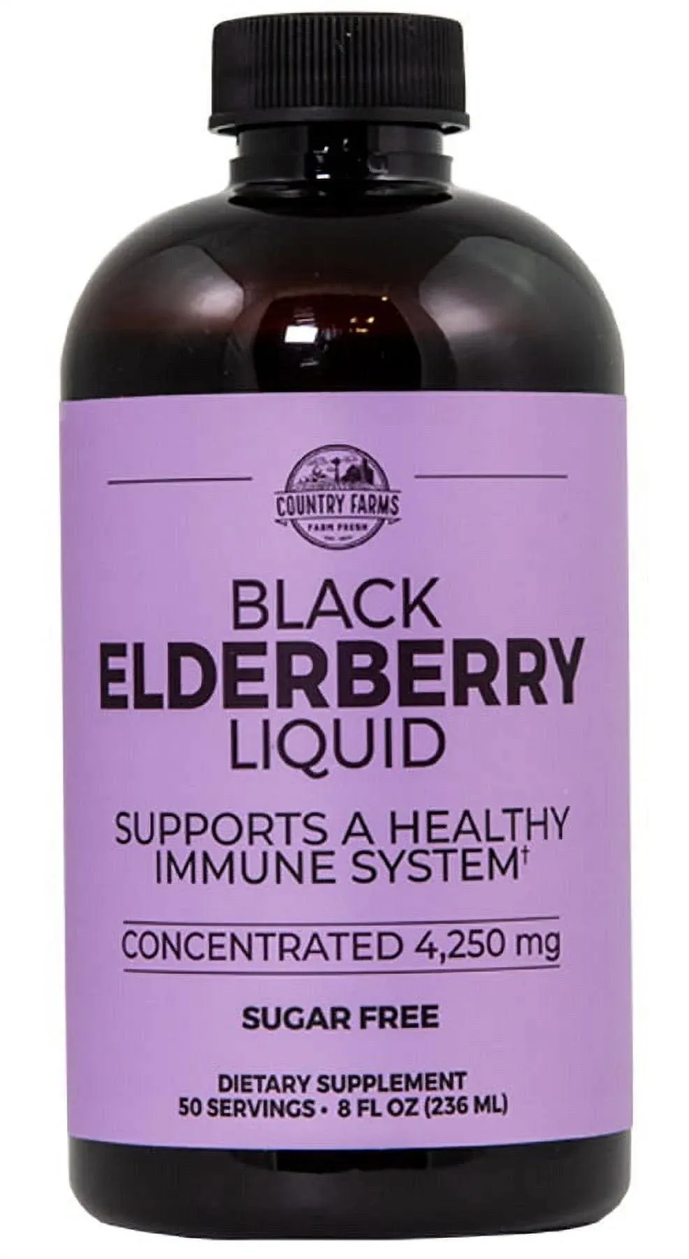 Black Elderberry Liquid Sugar Free 8 Oz By Country Farms