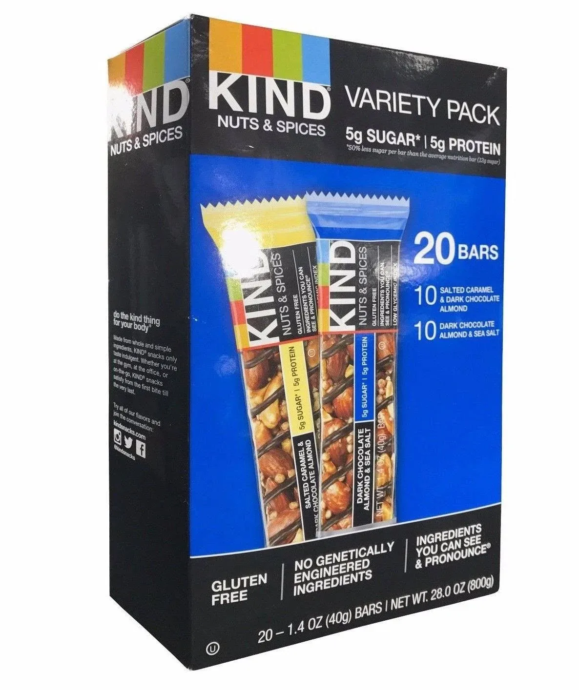 Kind Bars Nuts & Spices, Variety Pack, 1.4 oz, 20-Count