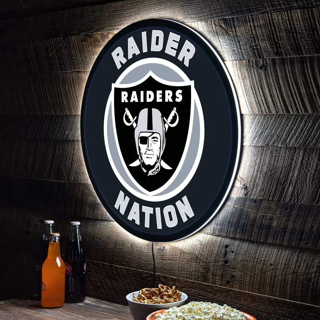 Evergreen Las Vegas Raiders Round 23" LED Lighted Sign