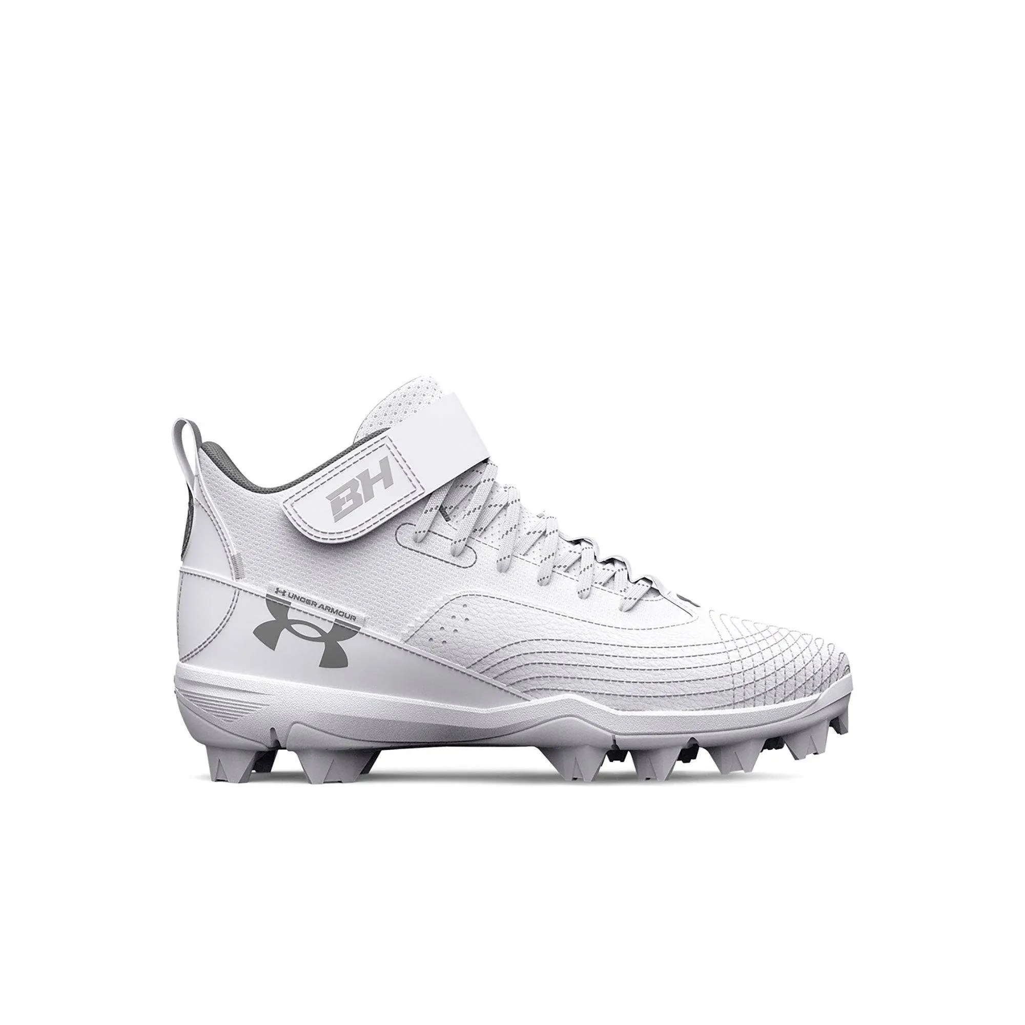 Under Armour Boys' Harper 7 Mid RM Jr. Baseball Cleats - White, 3