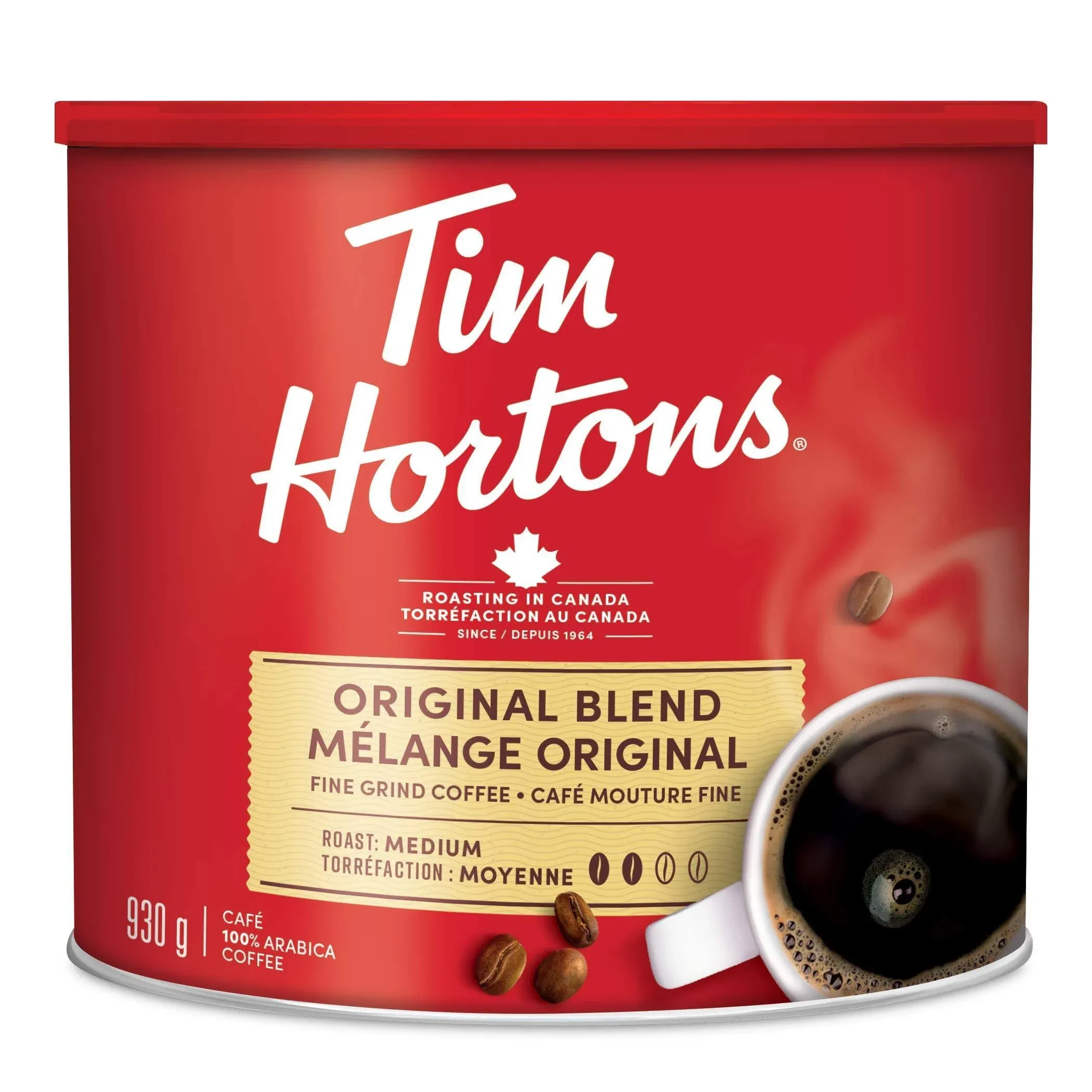 Tim Hortons Original Coffee, Fine Grind Coffee,Medium, 930g/33oz.,{Imported from ...