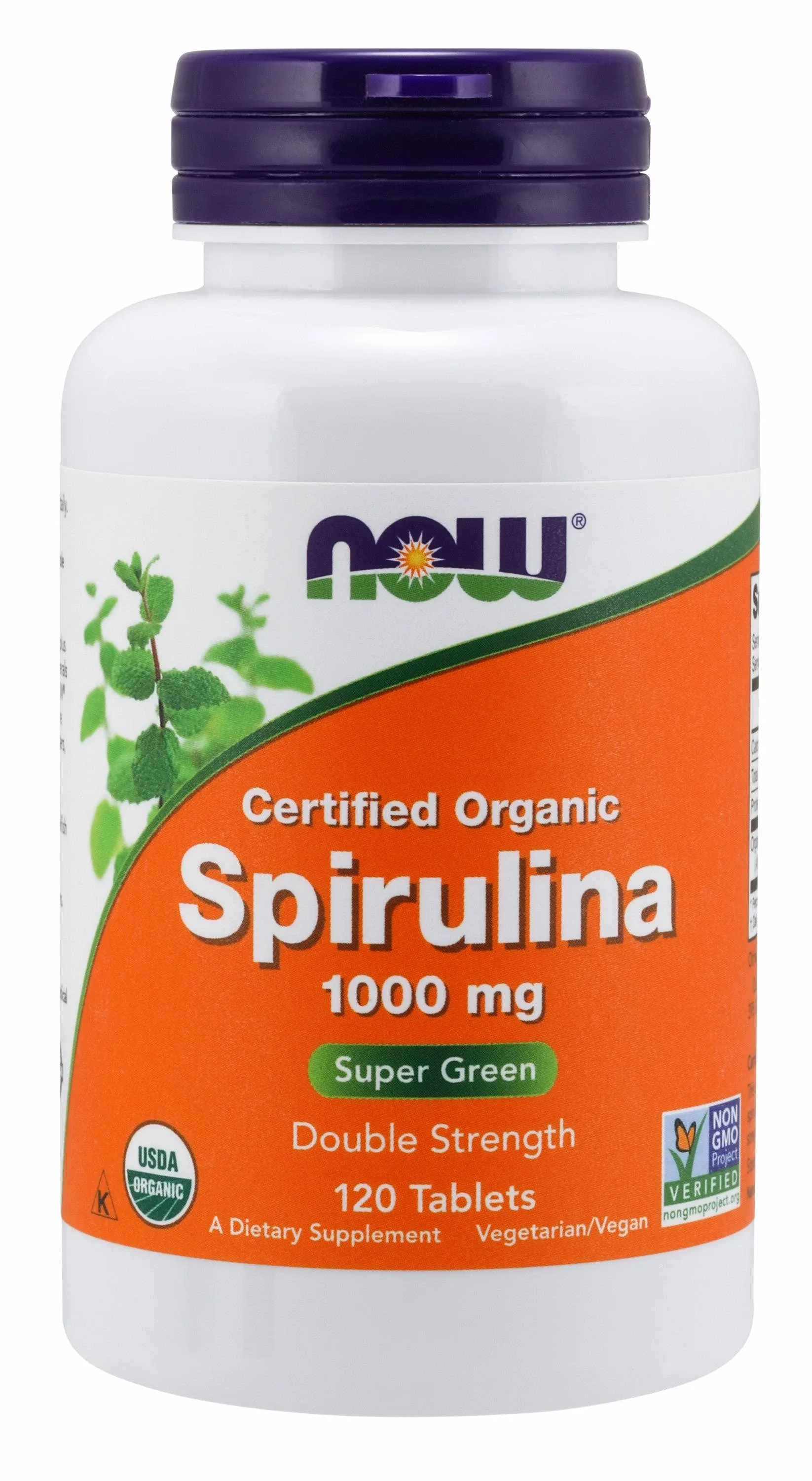 Now Foods - Certified Organic, Spirulina, 1000 mg, 120 Tablets