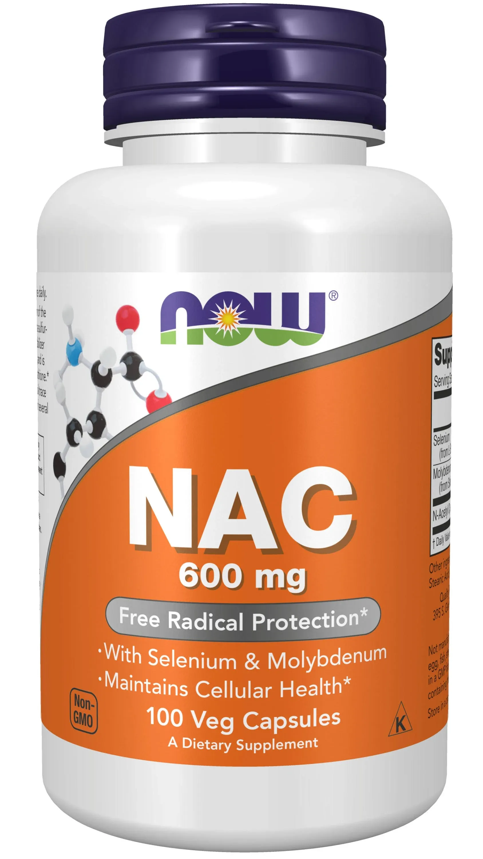 NOW Supplements, NAC (N-Acetyl Cysteine) 600 mg with Selenium, 100 Veg Capsules