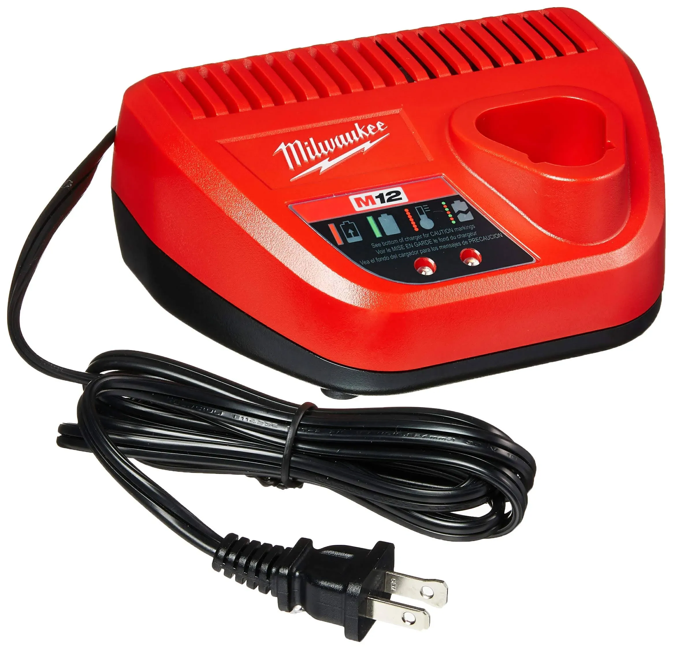 Milwaukee Genuine OEM 48-59-2401 M12 Lithium Ion 12 Volt Battery Charger w/LED Indicating, Red