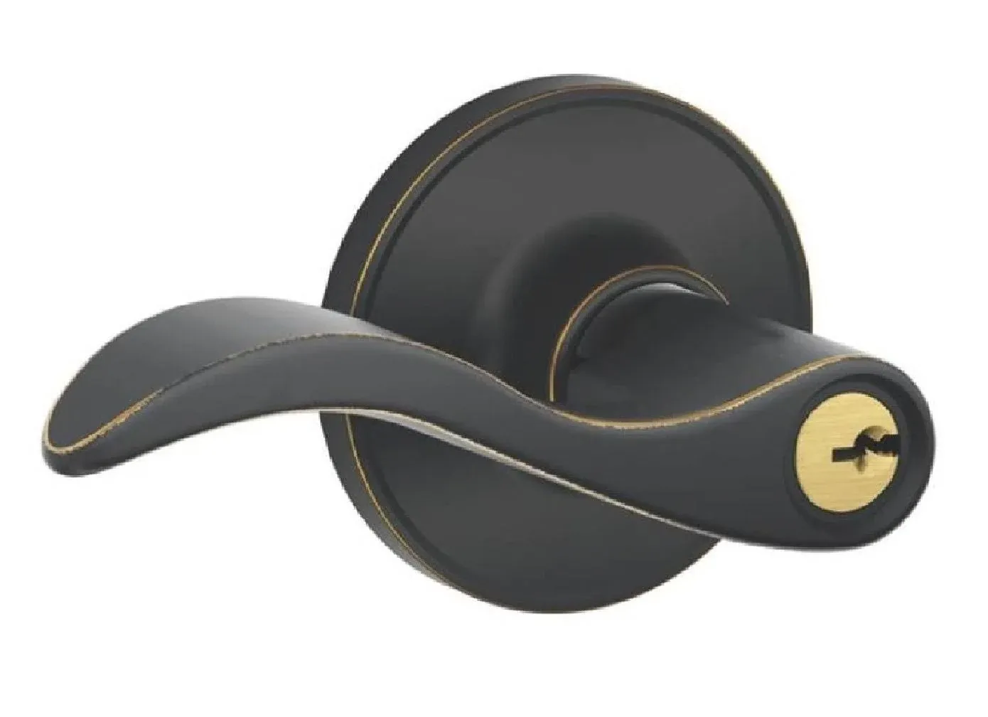 Schlage Seville Lever Keyed Entry LOCK; Aged Bronze