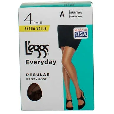 Hanes L'eggs Women's Everyday Regular Pantyhose, 4 Pair