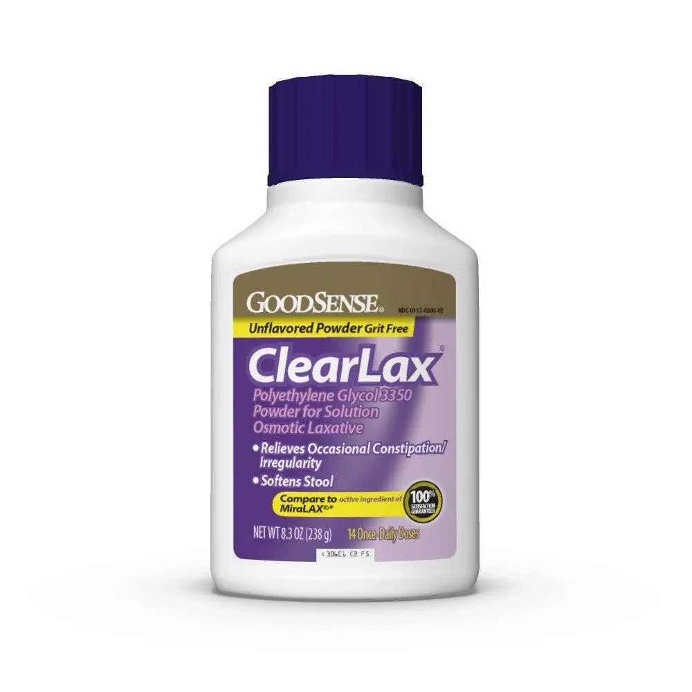 Goodsense ClearLax, Polyethylene Glycol 3350 Powder for Solution, Osmotic Laxative, 8.3 Ounce