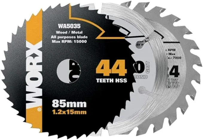 WORX 3-3/8-in Set-Tooth Fine Finish Diamond Assorted Saw Blade Set (3-Pack)WORX 3-3/8-in Set-Tooth Fine Finish Diamond Assorted Saw Blade Set (3-Pack)