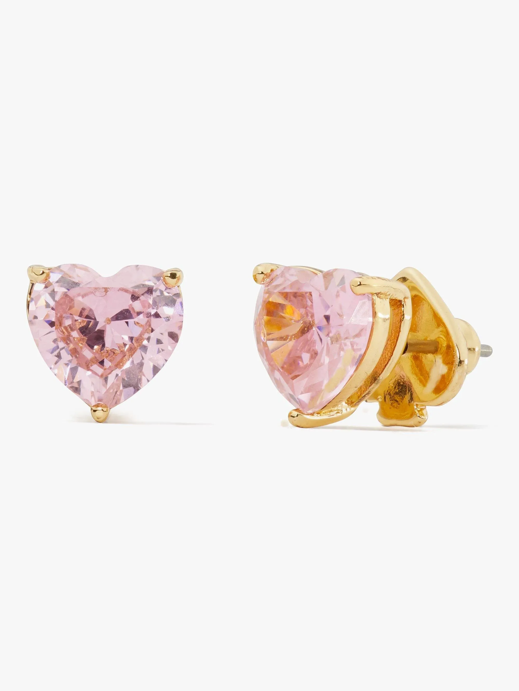 kate spade new york Cubic Zirconia Heart Stud Earrings, Gold/Clear